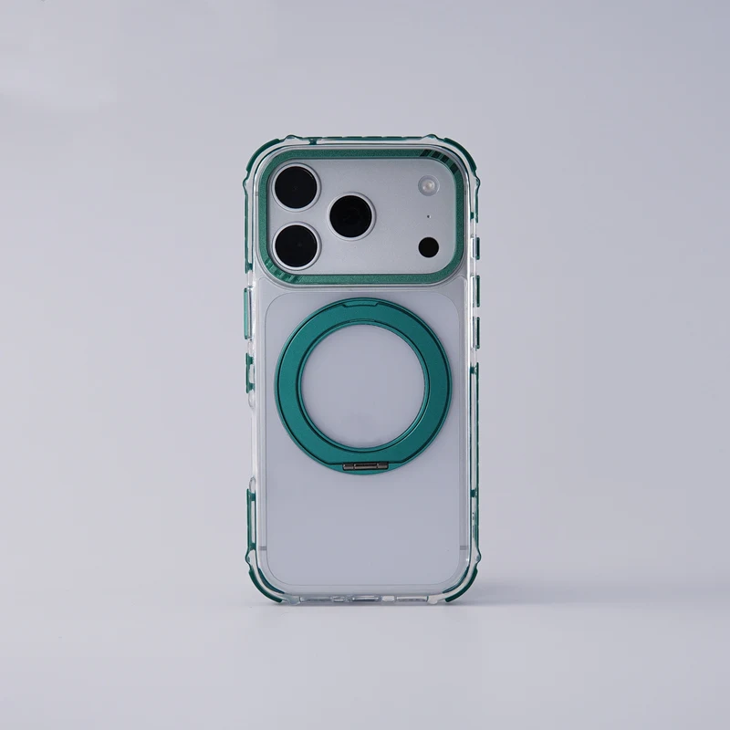 

Вращающийся на 360° магнитный прозрачный чехол для телефона с подставкой для iPhone 17 17Pro Max 16 15Pro, прозрачный чехол с защитой от падения и беспроводной зарядкой
