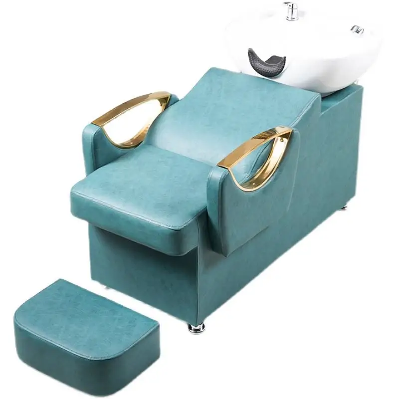 Lying Hot Sale Hair Salon Color Custom Comfortable Massage Furniture Shampoo Chair Washing Bed With Bowl