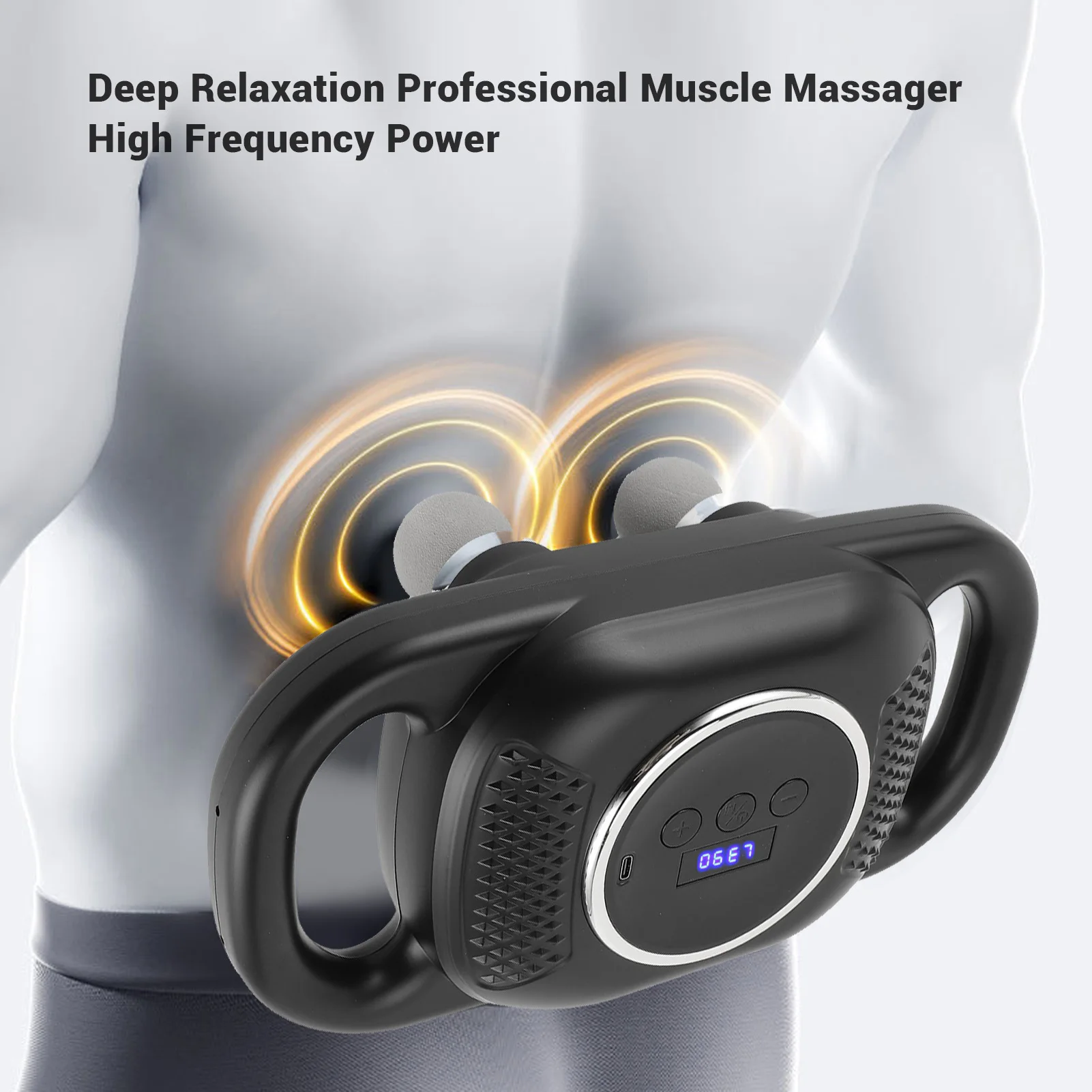 

Массажер для мышц с 6 головками, 10 режимов, умный цифровой дисплей, 2000 мАч, тип C, быстрая зарядка, массажер для глубоких тканей для талии, спины, инструменты