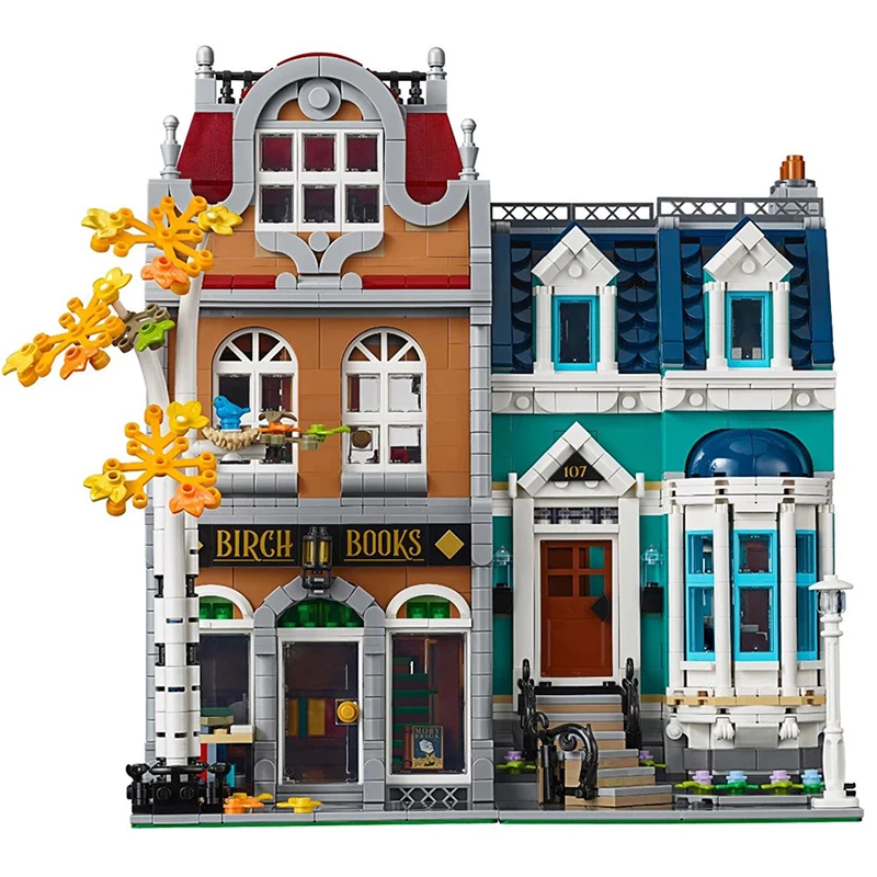 With MINI Figures Bookshop Toy Bookstore Architecture City StreetView Building Blocks Bricks Christmas Gift Compatible 10270