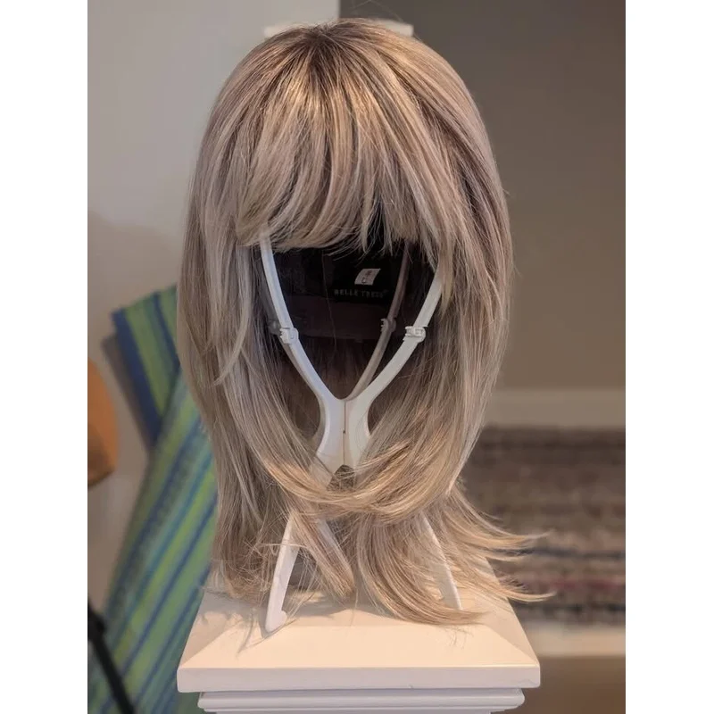 NEW IN BOx BELLE TRESS WIG CT1049 MADRID LACE FRONT CRUSHED ALMOND BLONDE Rooted