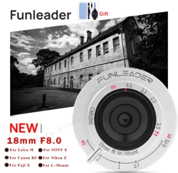 FUNLEADER 18mm F8.0 Full-frame MF Camera Lens for Leica M-mount Photography for SONY E/Canon RF/Nikon Z/Fuji X Mount Cameras