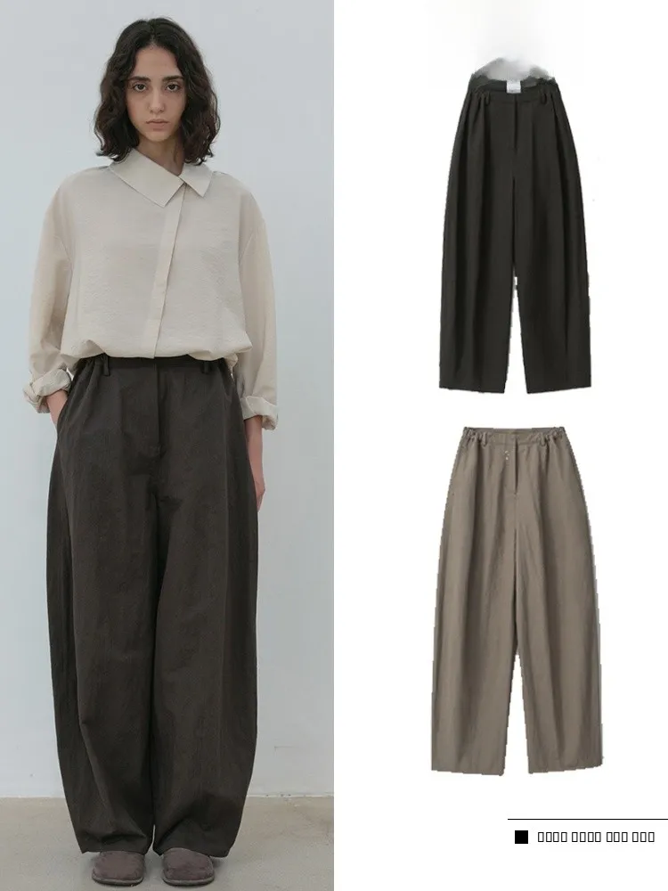 

Slimming Straight Leg Casual Pants Women's Loose Fit Korean Sle Summer New Arrival Simple Drapey Cotton Blend Commute Ready