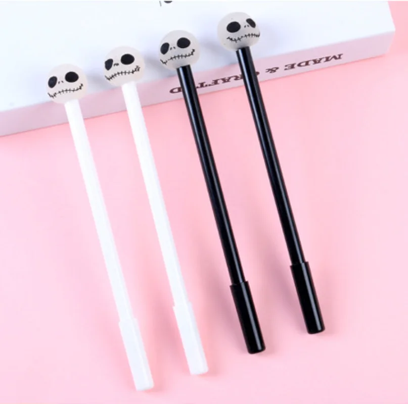 36 Pcs Wholesale Korean Creative Cool Luminous Skull Black Neutral Pen Student Middle School Pen Wholesale Stationery