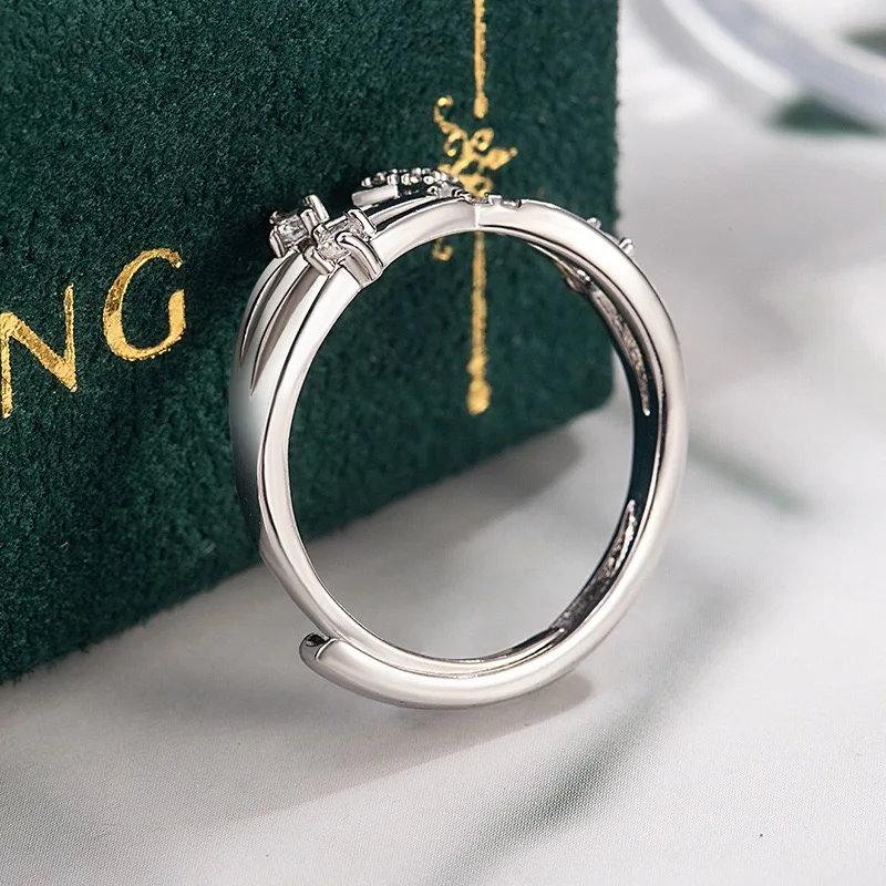 BF CLUB 925 Sterling Rings for Women Simple Geometric Handmade Irregular Retro Vintage Star CZ Ring Allergy For Birthday Gift