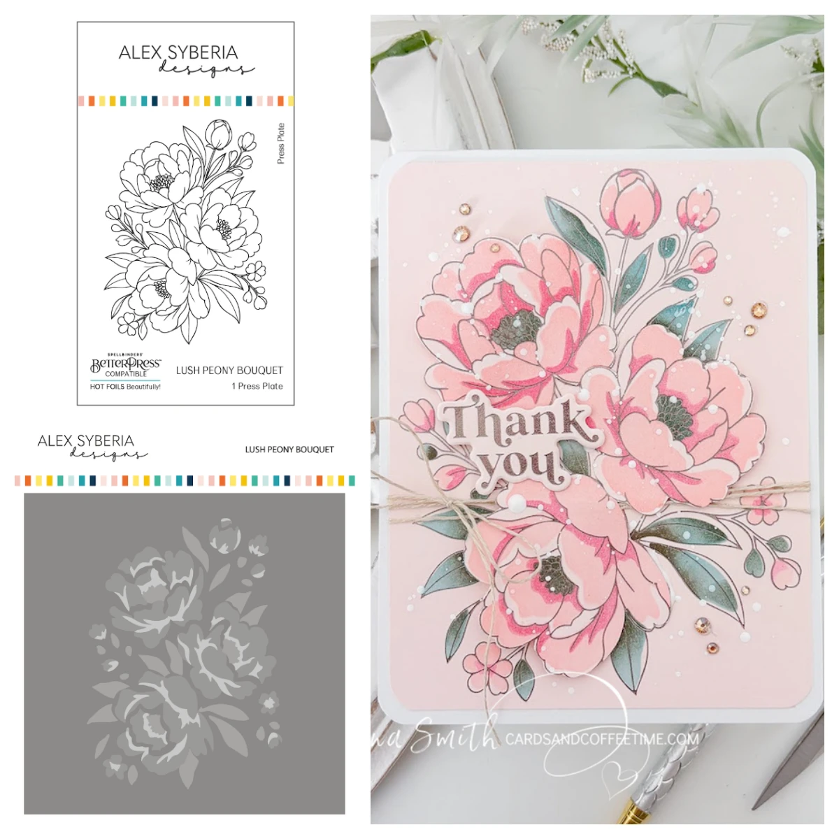 Mai 2026 Üppiger Pfingstrosenstrauß Blumen-Trio Metall-Stanzformen Stempel Heißfolie für DIY Handgemachtes Scrapbook Fotoalbum Kalender Tagebuch