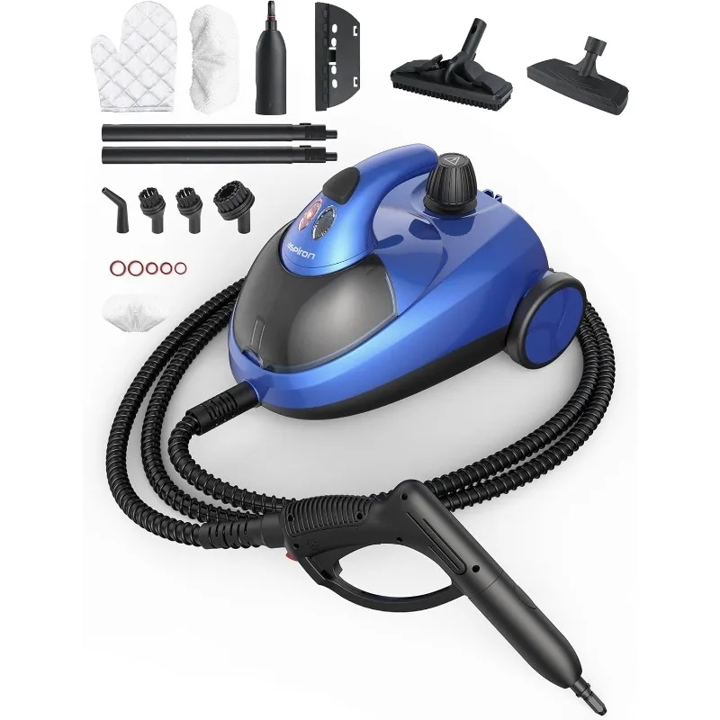 

Aspiron Steam Cleaner, Multipurpose Heavy Duty Canister Steamer, Built-In Storage, Handheld Steam Mop, Blue