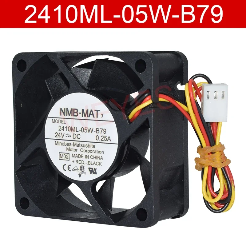 NMB MAT 사각형 냉각 선풍기, 2410ML-05W-B79DC, 24V, 0.25A, 60x60x25mm, 3 라인