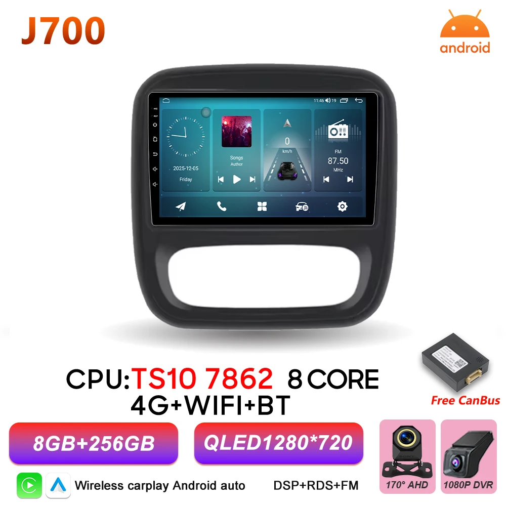 Auto radio Android 16 Carplay voor Renault Trafic 3 Opel Vivaro B 2014 2015 2016 2017 2018 - 2021 Multimedia speler stereo GPS BT