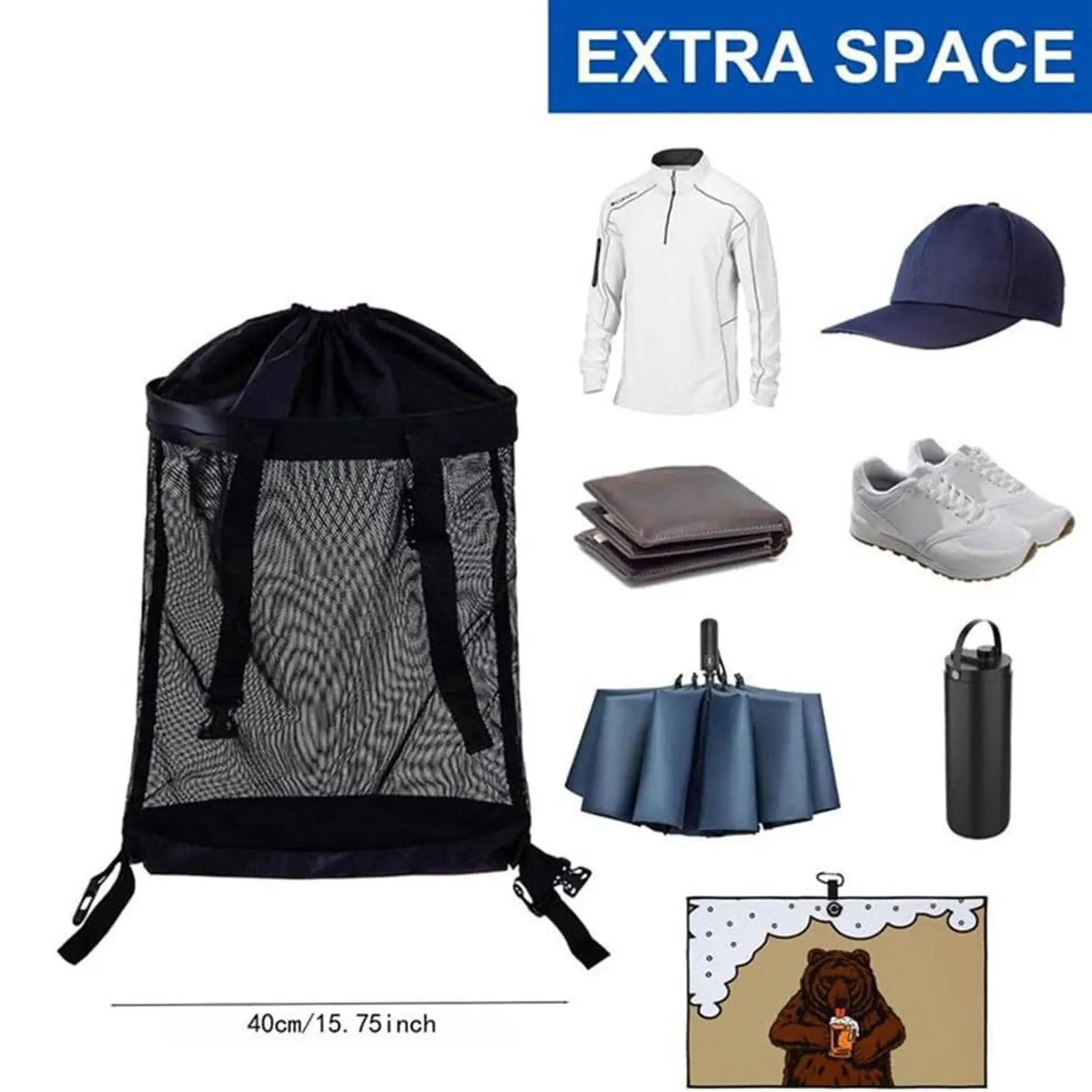 Portable Mesh Golf Storage Bag Organizer Pouch for Golf Carts Sports Accessories Stand Bag Carrier