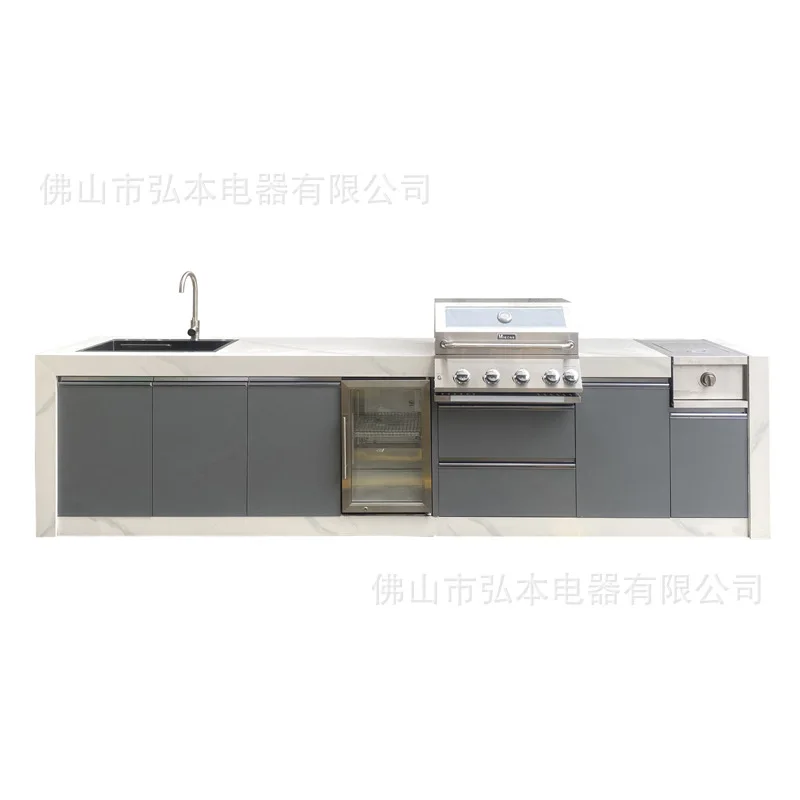 3 meters 5 villa outdoor courtyard barbecue table stainless steel cabinet barbecue grill garden oven