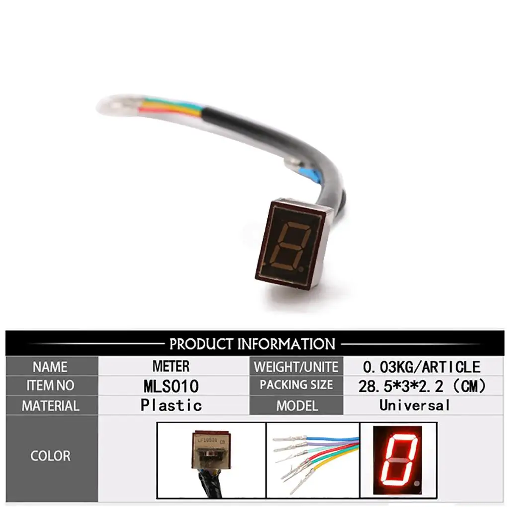 Universal Motorcycle Digital LED Display Gear Indicator Waterproof Monitor Motor Fitting Spare Part for Dirt Bike