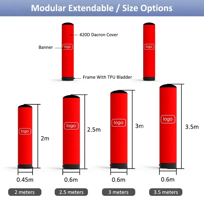 Custom Inflatable Column Air Sealed LED Lighting Tube for Outdoor Promotional Display Trade Show Event Decor Portable Design