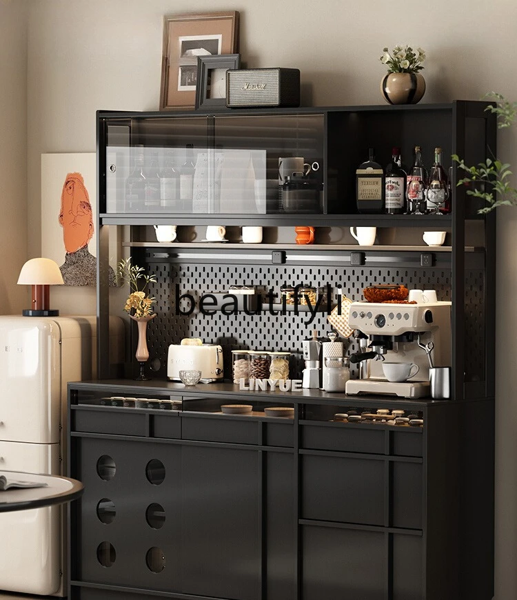

Solid wood dining side against the wall integrated storage wine coffee tea cabinet multi-functional storage high cabinet