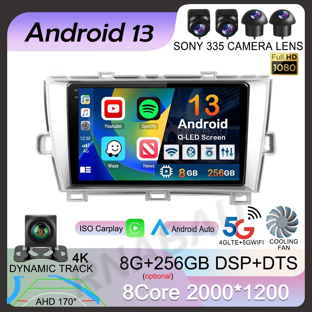 

Android 13 Carplay Car Radio For Toyota Prius 3 XW30 2009 - 2015 LHD RHD Multimedia Video Player Navigation GPS Stereo Head Unit