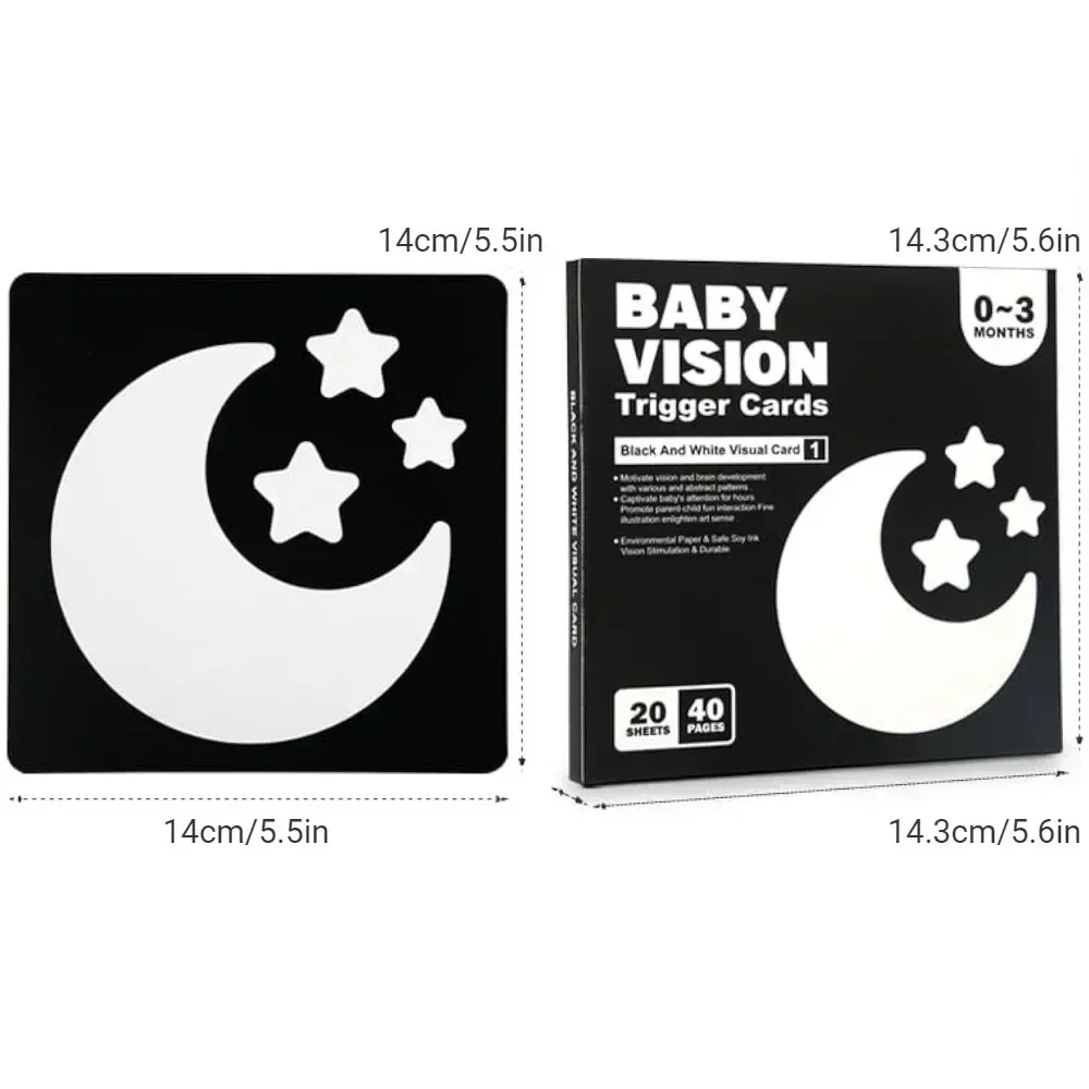 0-36M Baby Vision Stimulation Card Early Education Toy Newborn Visual Learning Book Black and White Contrast Card Montessori Toy