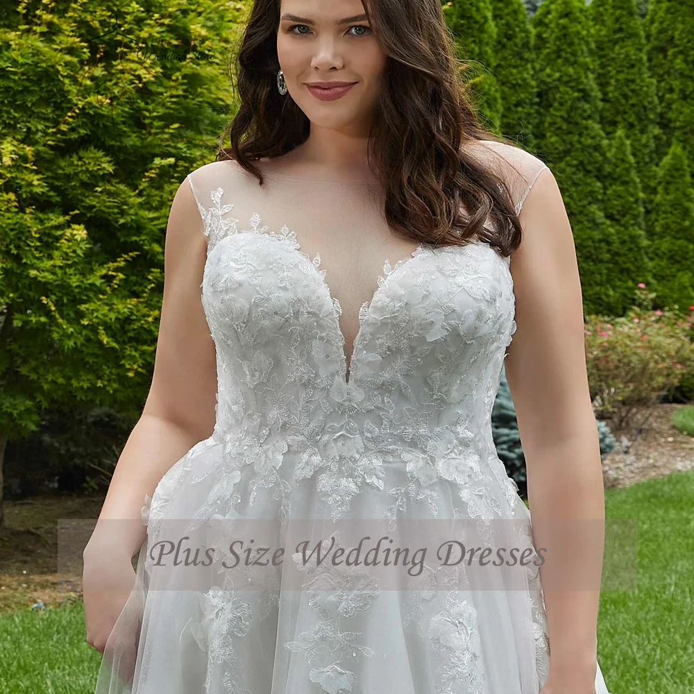 Elegante A-Linie Brautkleider in Übergröße, Juwelenausschnitt, Flügelärmel, Brautkleider, Applikationen, bodenlang, Tüll, Robe De Mariee 2025