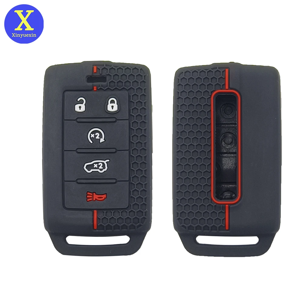 Xinyuexin Silicone Car Key Case Cover for Jeep Grand Cherokee L Wagoneer Remote Smart Key FOB 5 Button 2 Pcs/lot