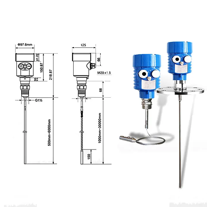 

Guided wave radar level gauge High frequency radar Transmitter Sensor Silo liquid water 26 Ghz measuring Tool