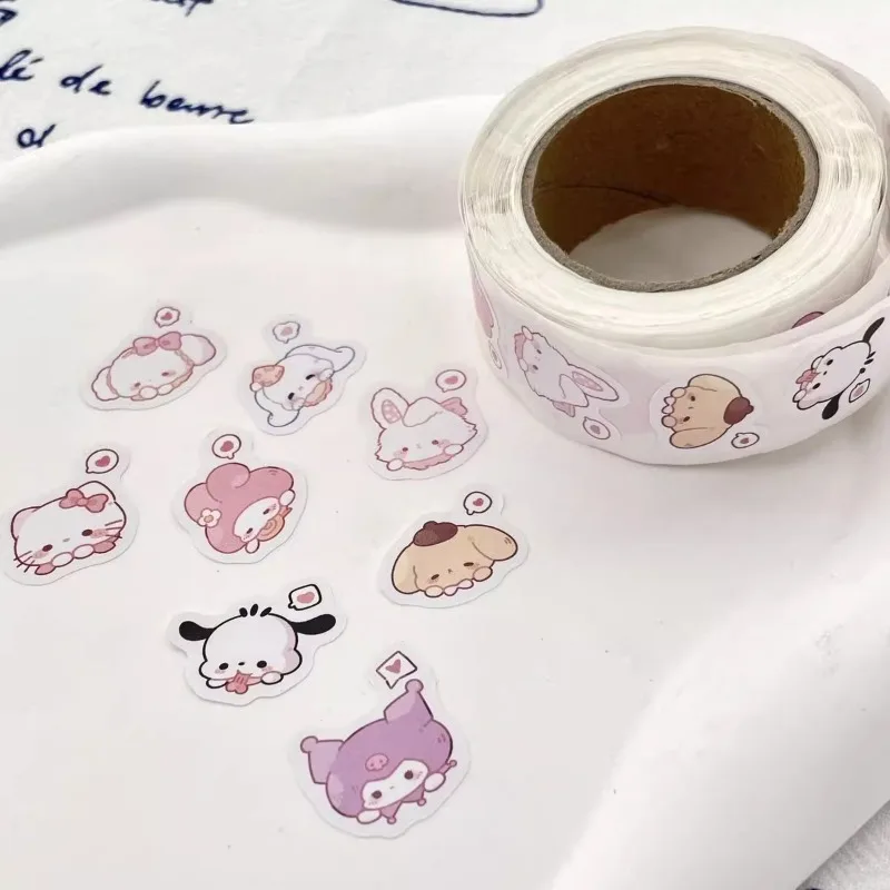 500pcs Sanrio Hello Kitty Kuromi Cinnamoroll Pochacco Anime Cartoon  Roll Sticker DIY Laptop Phone Diary Cute  Decorate Stickers
