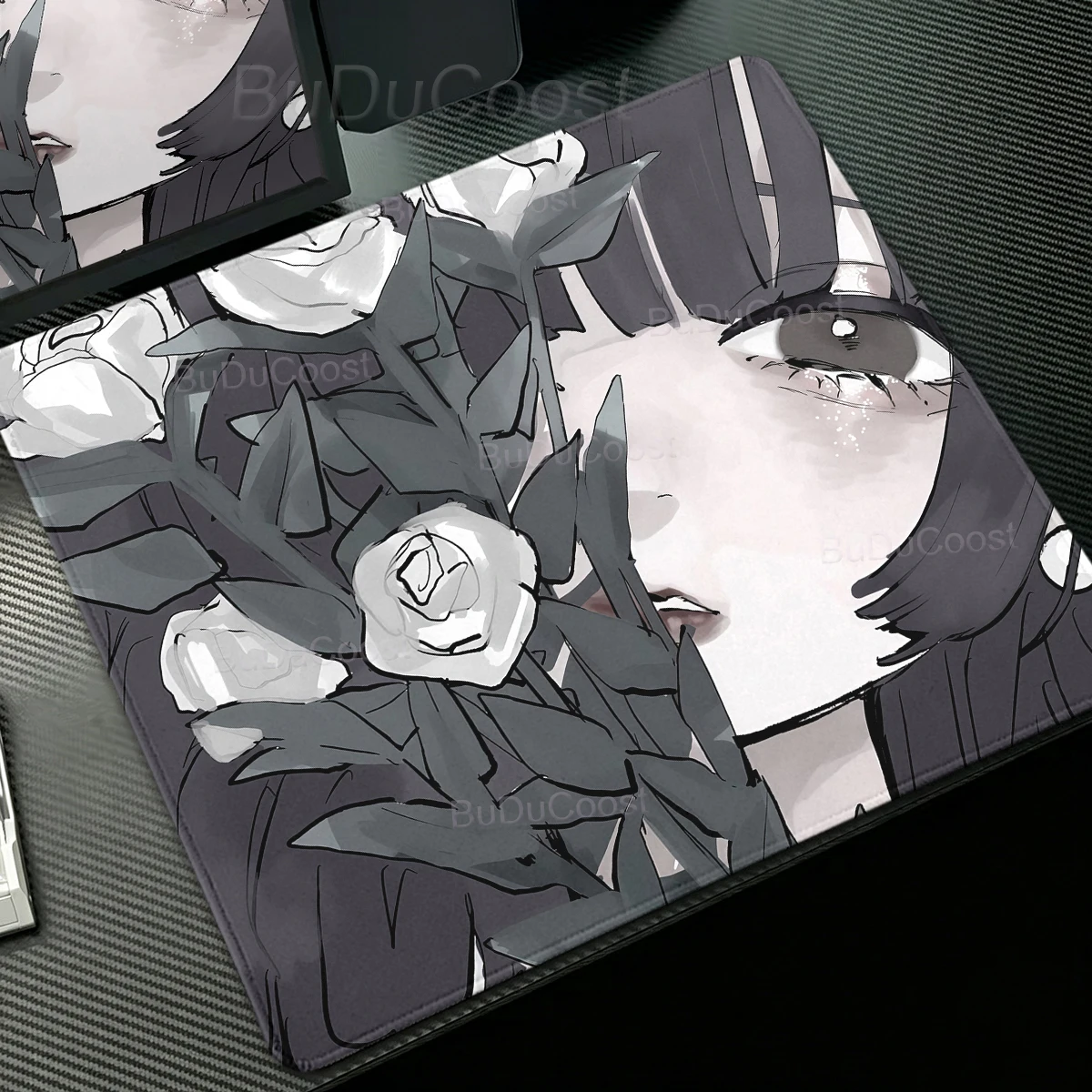 Anime Girl Desk Mat Flower Aesthetics Small Mouse Pad Laptop PC Keyboard Mousepad Gaming Carpet Office Accessorie Rubber micepad view 3