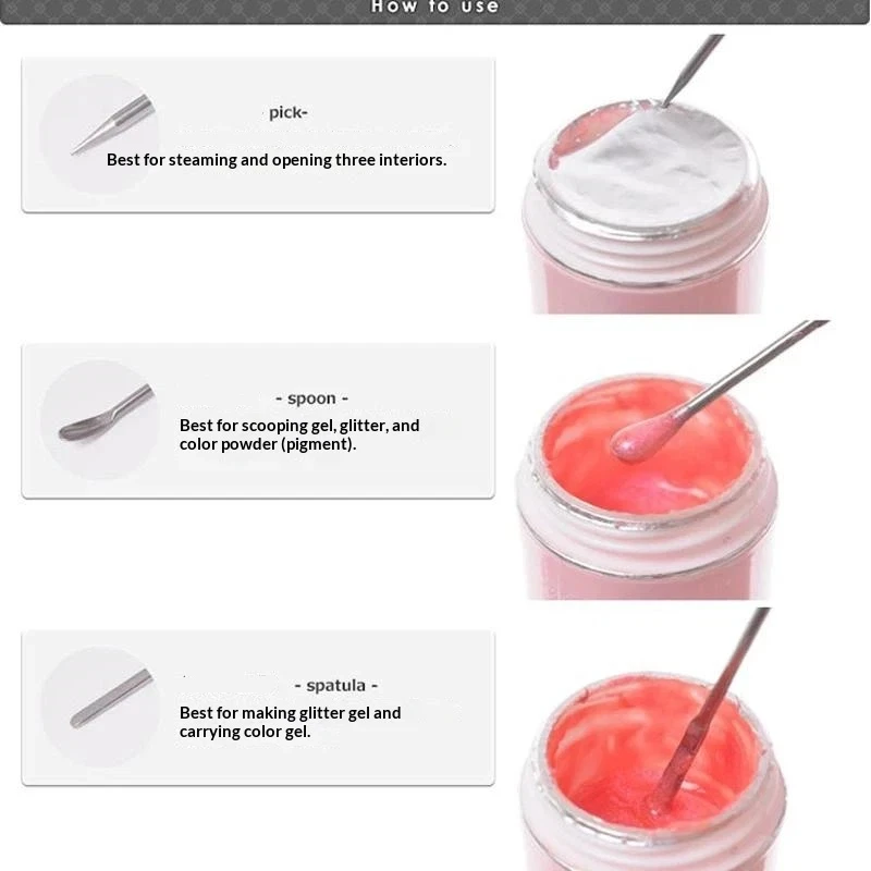 1/3PCS Nail Art Stirring Rod Tool Stainless Steel Acrylic Powder Liquid Gel Polish Spoon Spatula Pin Stick Foundation Mixing