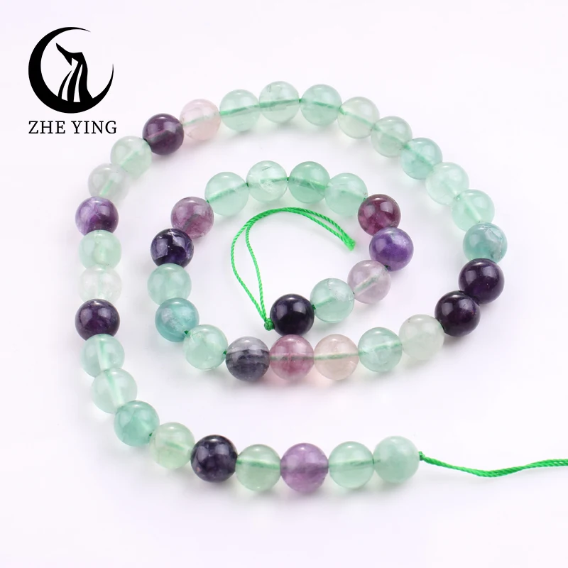 Perle di pietra di Fluorite multicolore naturale perline distanziatrici allentate rotonde 6/8mm 15 "fili per gioielli che fanno collana di bracciali fai da te