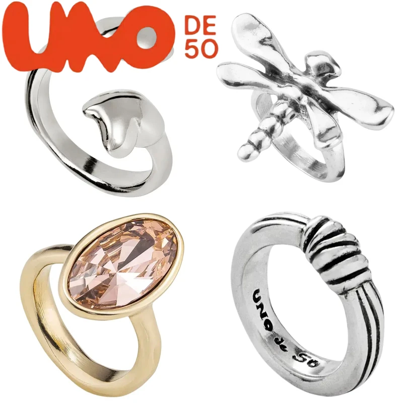 مجوهرات UNOde50 الفاخرة: خاتم فضي وذهبي عيار 18 قيراط، سعر مخفض لعشاق الموضة