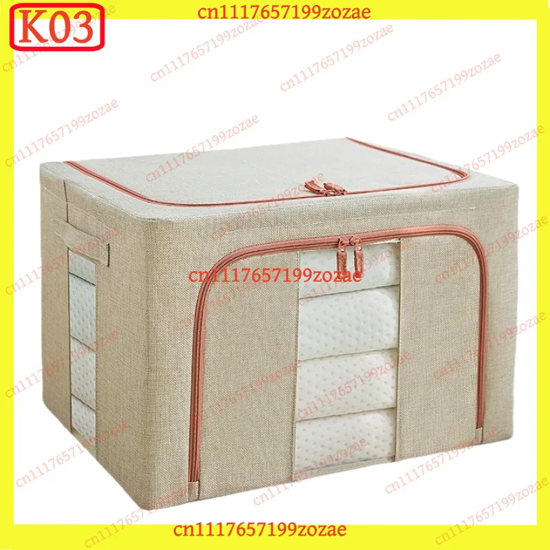 Linen Foldable Clothes Storage Box Clear Window Double Zipper Quilt Bedding Organizer for Wardrobe Closet Car, Replacement Parts