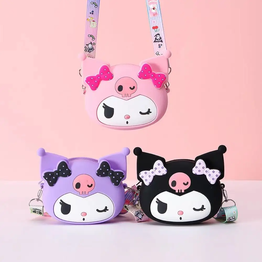 

Kuromi аниме Kawaii Sanrio Ins детская силиконовая сумка для хранения милый мультяшный Кошелек для монет сумка через плечо прекрасные подарки для детей