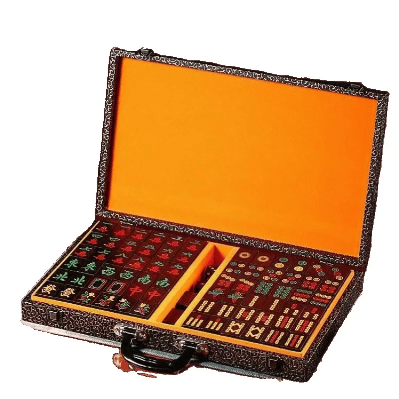 

Blood sandalwood Chinese tiles are real mahjong high-end household hand-rubbed large red sandalwood mahjong gifts for