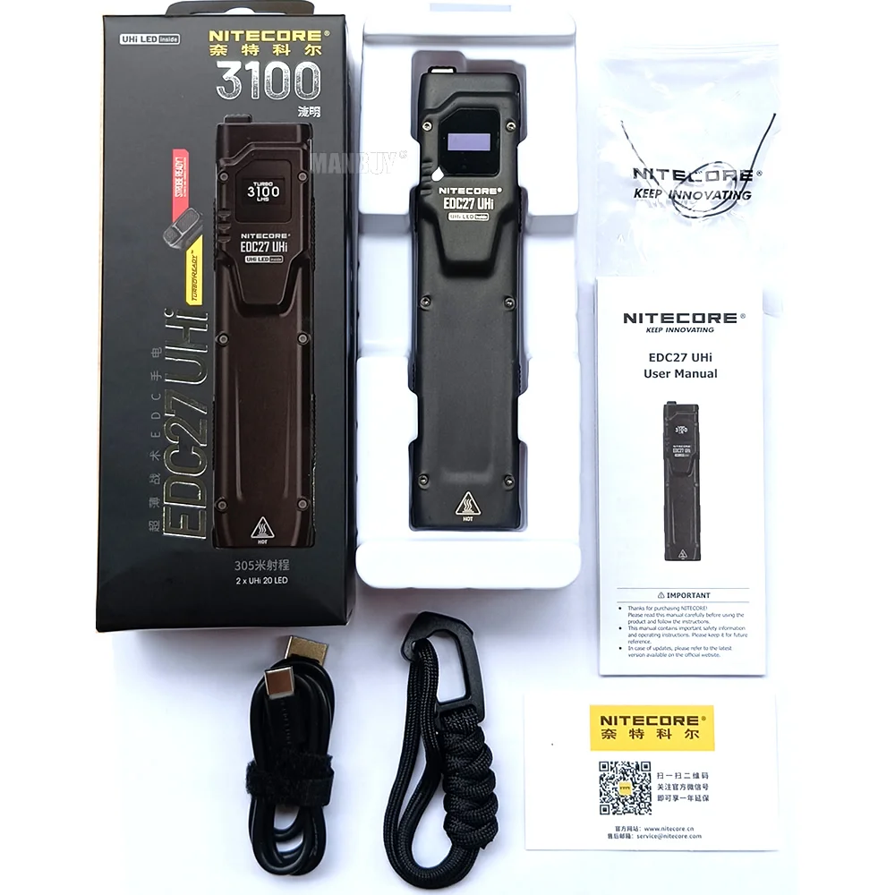 Imagem -04 - Tocha Recarregável Usb Nitecore Edc27 Uhi 3100lm Bateria Li-ion Integrada Ultra Fina Alto Desempenho Lanterna Edc 2023 1700mah