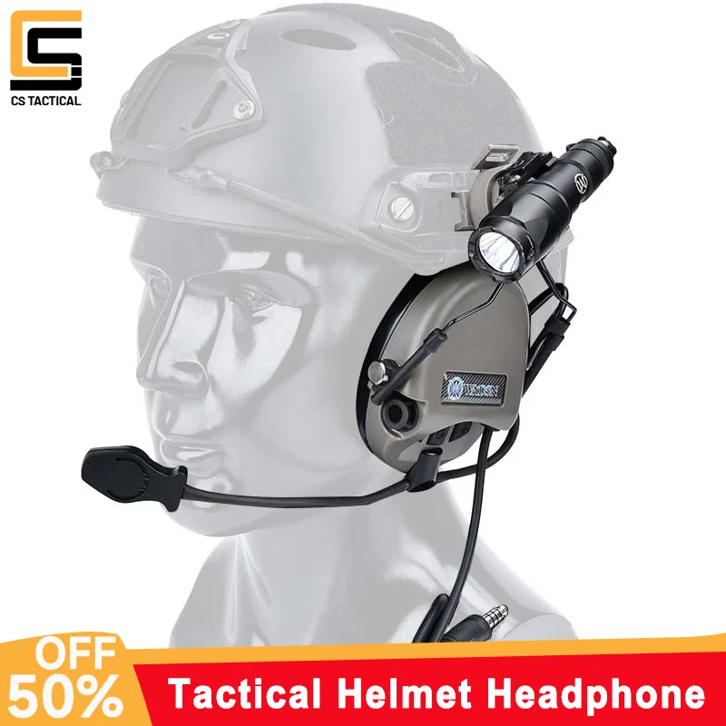 Tactical Communication Headset Shooting Hunting Pickup Noise Reduction Protection Earphones Fast Rotating Helmet Rail Adapter