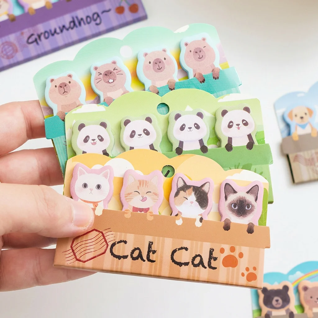 

Mini Thumb Sticky Notes Repositionable Paper Adhesive Memo Pad Cute Animal Memo Tabs Lovely Cartoon Sticky Notes For School