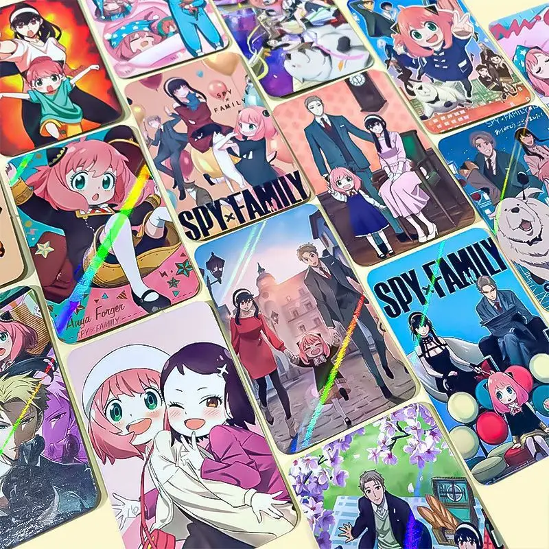 Nieuwe SPY × FAMILY Anya Forger Laid Laser Card High Color Value Anime Cartoon Printing Student Postcard Polyaroid Collection Card