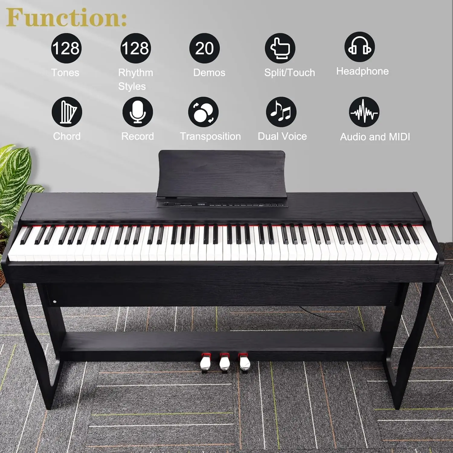 88-Key Home Full Weighted Hammer Heavy Action Digital Piano for All Experience Levels, Beginer, Portable