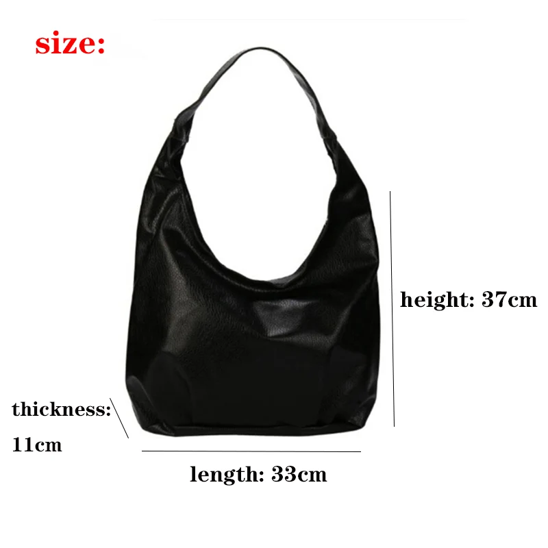 PU Leather Soft Handbag Large Capacity Women Messenger Bag Black Ladies Shoulder Bags For Women Solid Color Zipper Bags