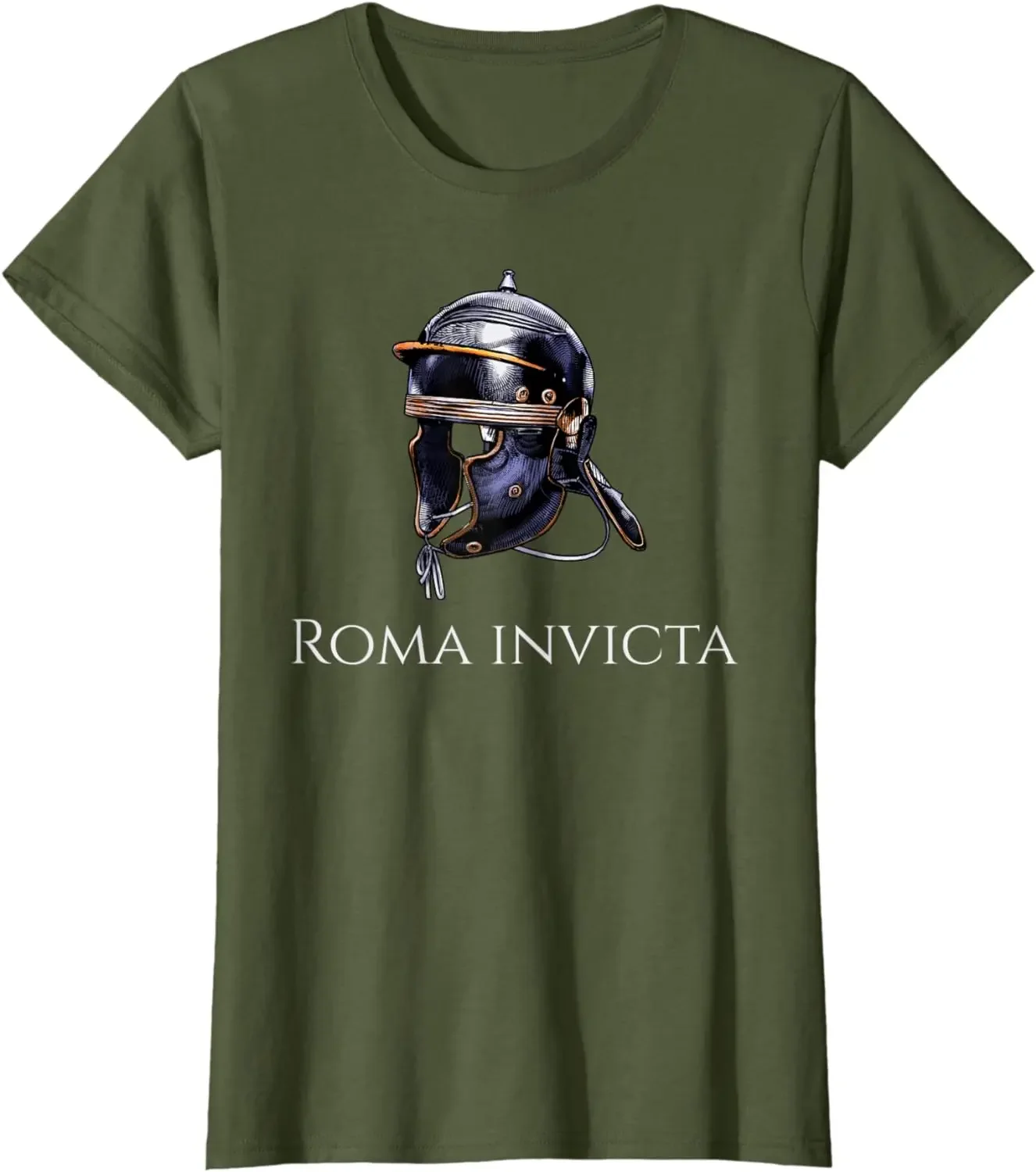 Ancient Roman Legionary Helmet - Roma Invicta - Roman Legion T-Shirt Short Sleeve Casual Cotton Men T Shirt