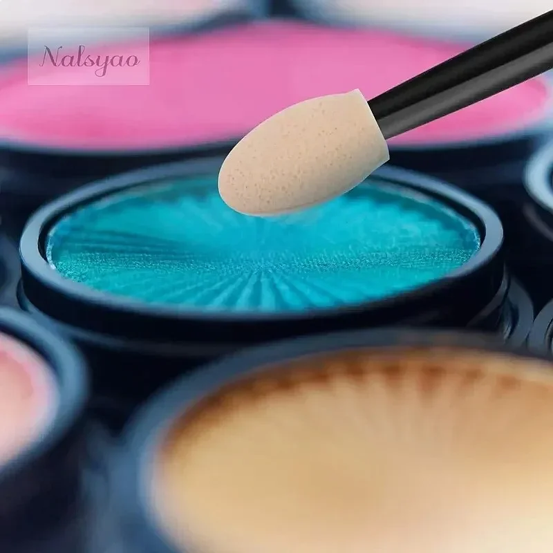 Cut 120 Disposable Double-Sided Applicators Eyeshadow Sponge Brush Container Factory Wholesale