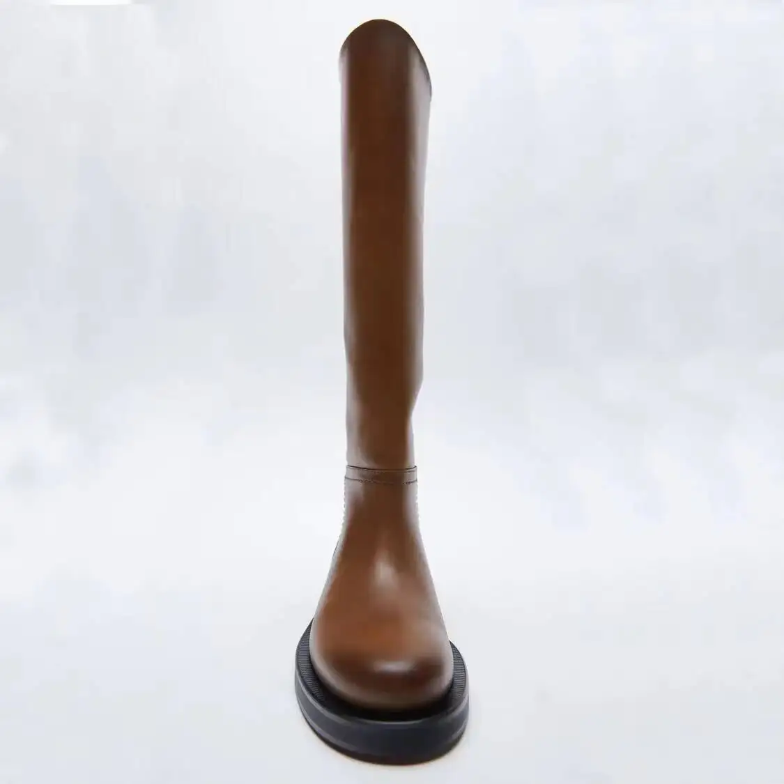 

2026 Women Knee High Full Cow Highth Med Heels Leather Woman INS Office Lady Boots Long Winter Shoes