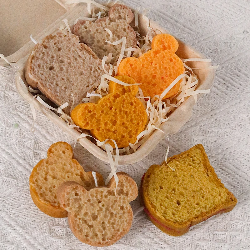 Cartoon Bread Candle Silicone Mold DIY Slices of Bread Craft Gifts Making Soap Plaster Chocolate Cookies Baking Molds Home Decor