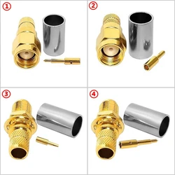 10PCS LMR240 Coaxial Cable SMA RPSMA Male Female Connector SMA Male Crimp for LMR240 RG59 RG8X Fast Delivery Brass RF