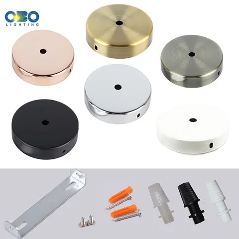 Preto branco prata bronze placa de teto arandela montagem diy acessórios de luz base da lâmpada pingente vintage 8/10/12cm base disco