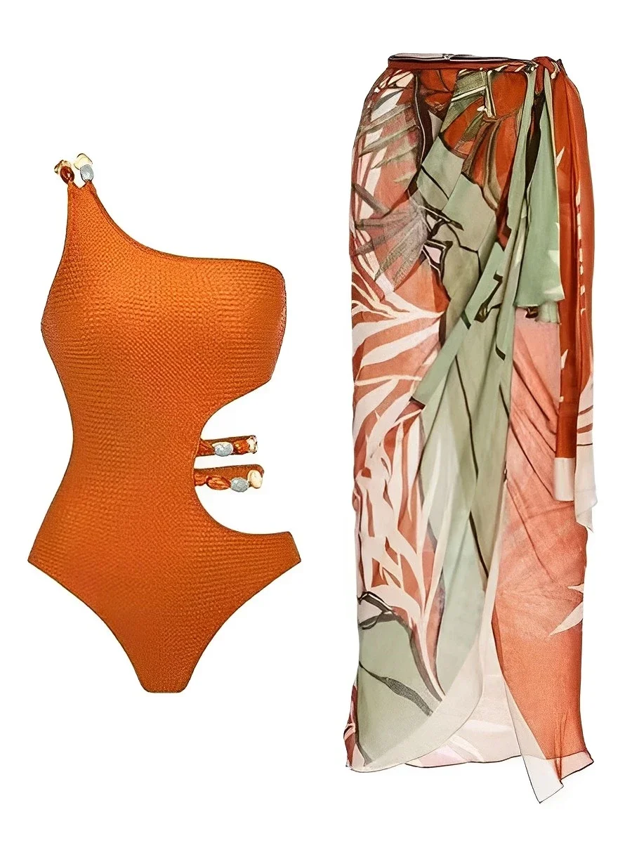 2024, полый купальник, цельный и длинная юбка, мягкий сексуальный купальник, женский купальный костюм, женский купальный костюм, летняя пляжная одежда, боди