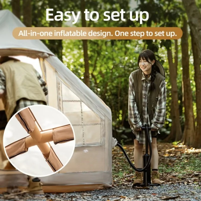 Hot-Sell Luxury Large TPU air Column Waterproof Oxford Canvas Inflatable Tent Outdoor Camping House with Pump