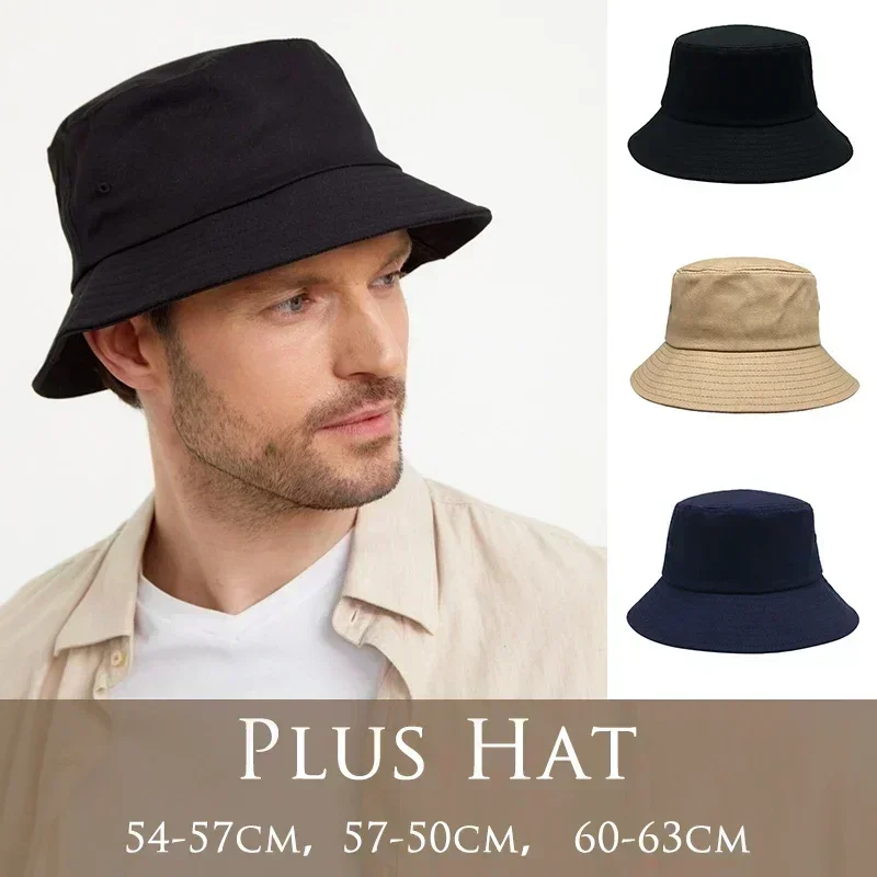 Big Head Plus Bucket Hat for Men 60-63cm Large Size Summer Fisherman Cap Cotton UPF50+ Outdoor Sun Hat Woman 54-57cm Panama