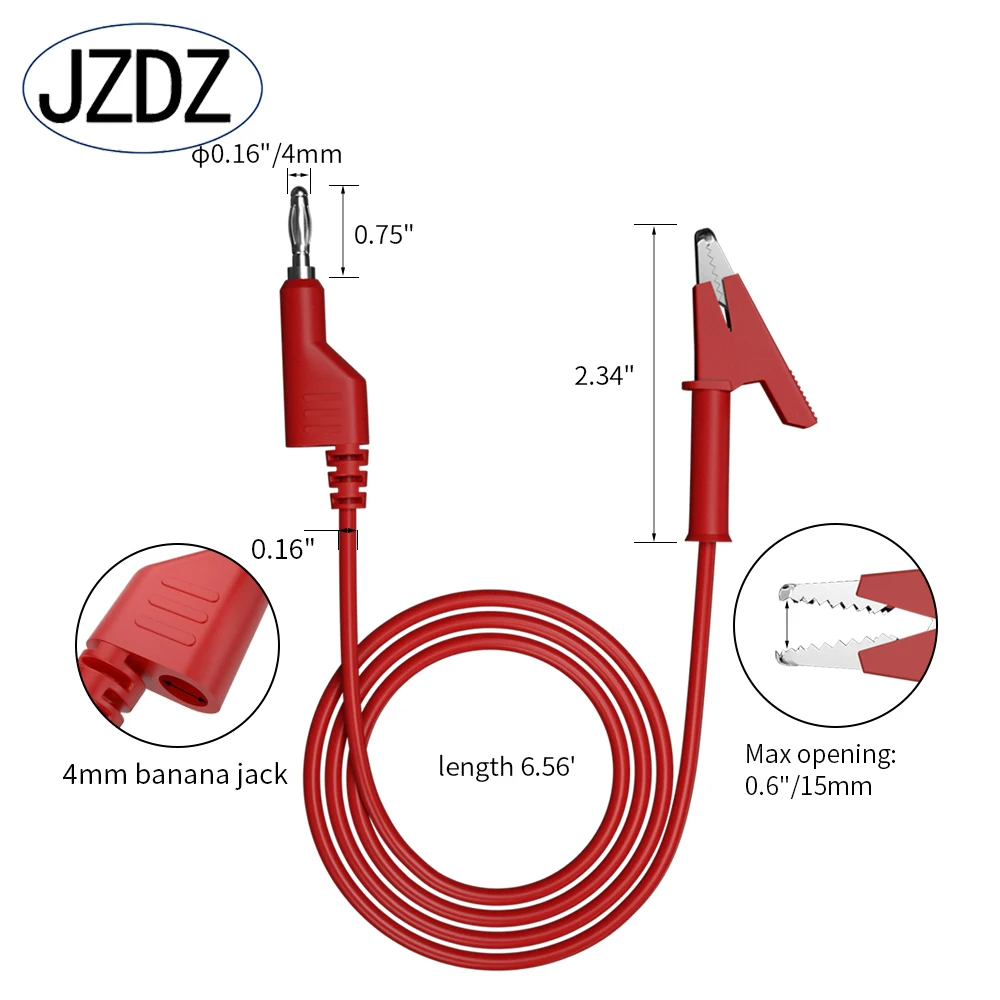 Imagem -02 - Jzdz-banana Plug para Jacaré Clip Multímetro Test Leads Fio de Linha de Cabo Ferramentas de Teste Elétrico mm 200cm 700541 Pcs
