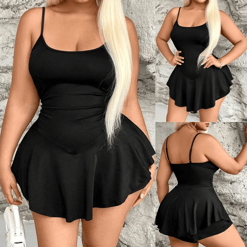 

Сексуальное женское летнее платье размера плюс с ремешками и высокой талией, трапециевидное платье с V-образным вырезом для женщин 25–35 лет