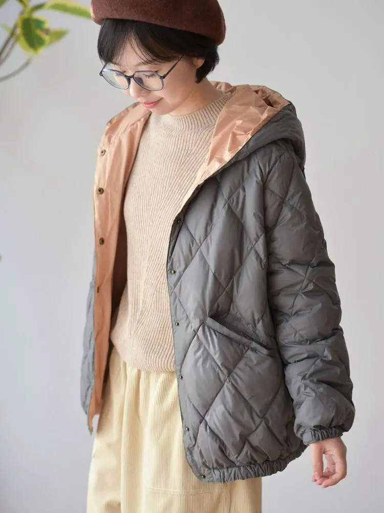 

Weiyang Forest Autumn Winter Lightweight Comfortable Hooded 95 White Du down Puffer Jaet Casual Loose Women's Coat