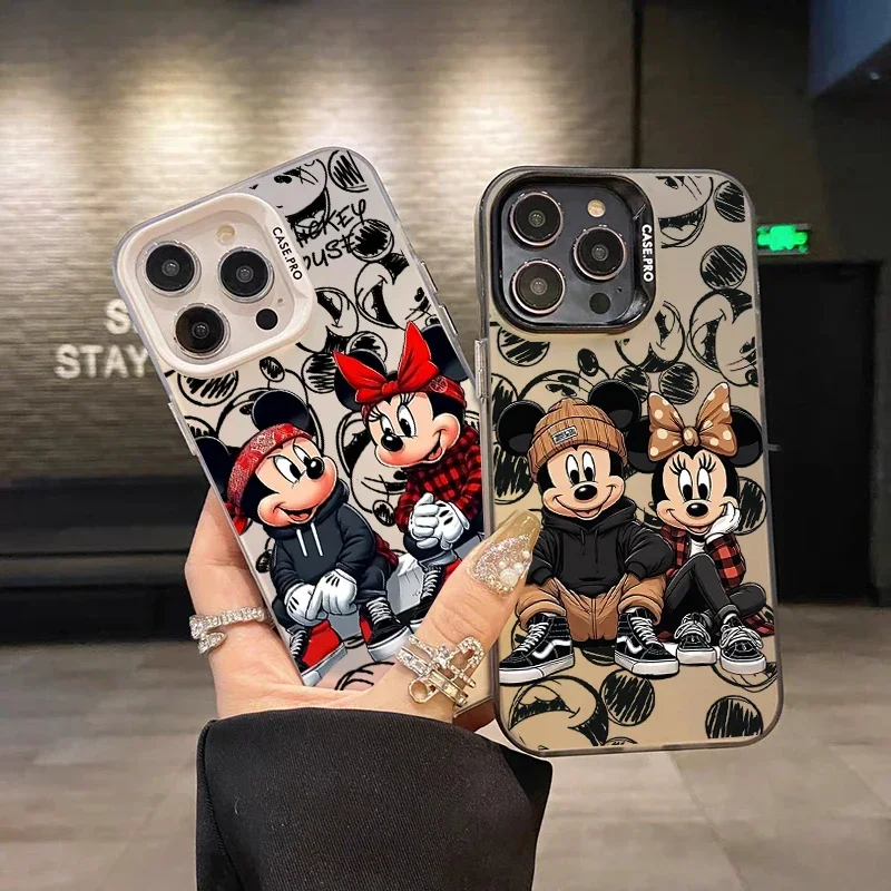 Fashion Disney Mickey Minnie Case For Xiaomi Redmi Note 11 12 13 14 Pro Plus 15C 14C 13C 12 12C A5 A3 Electroplated Hard Cover